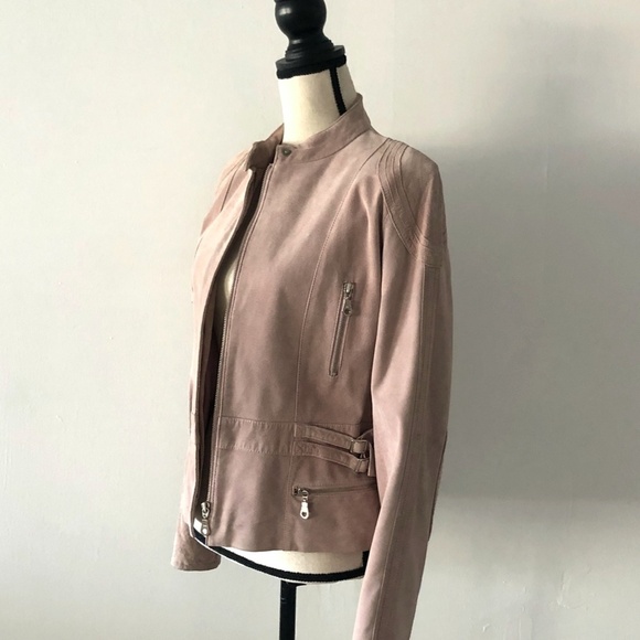 Balmain Light Pink Suede Leather Short Jacket 42 - Picture 4 of 8